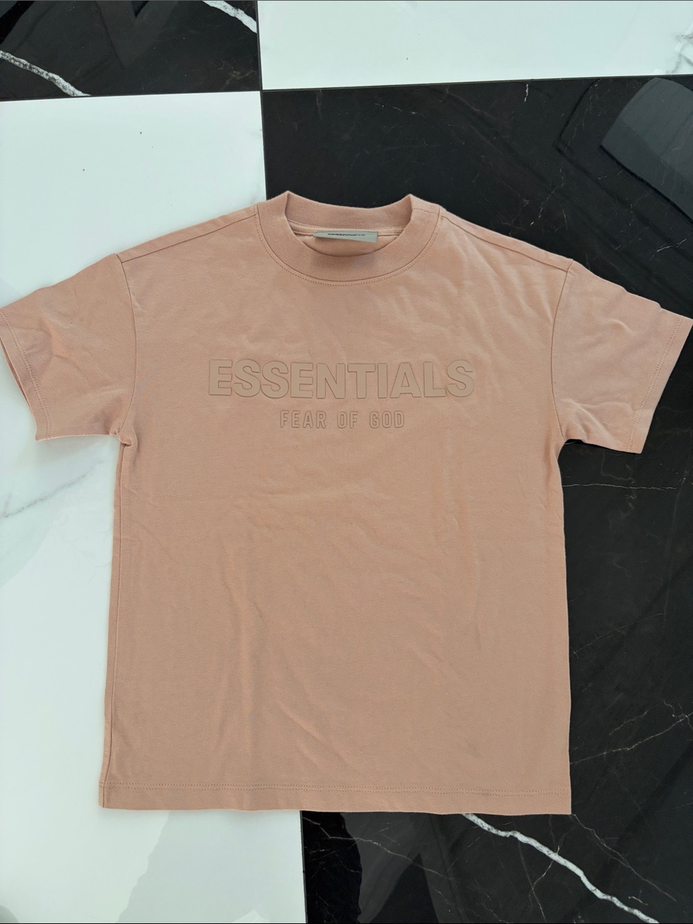 Essentials Short-Sleeve Embossed Logo Tee in Dusty Pink kids 8
